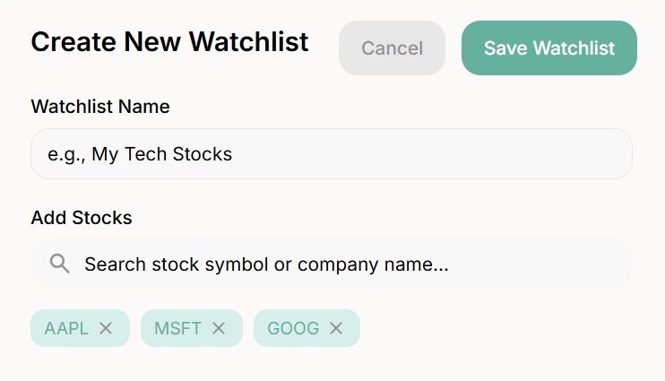 AI Stock Screening Watchlist